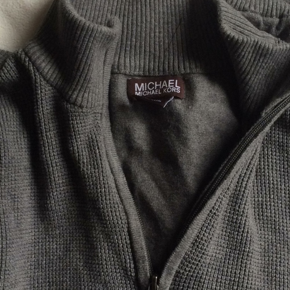 Men’s cotton Michael Kors zip sweater grey